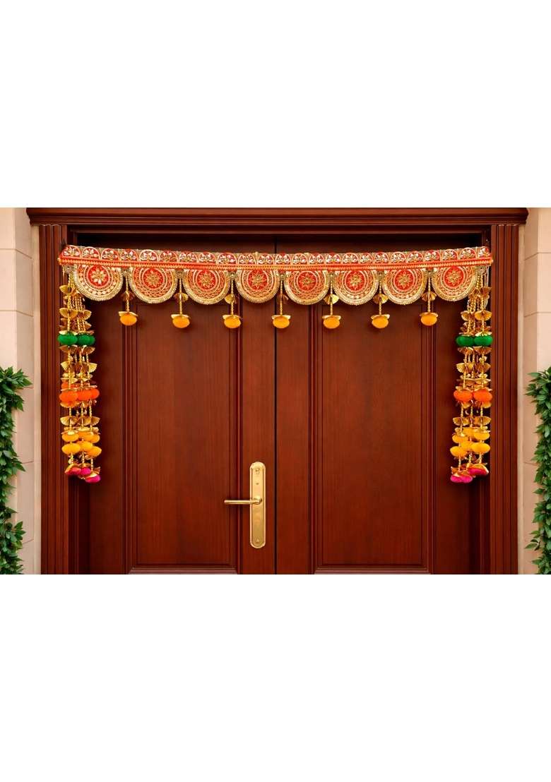 Sellplus Handmade Bandhanwar Decorations Handmade Door Hanging Bandhanwar Toran with Beads Pack of 1 - Indya
