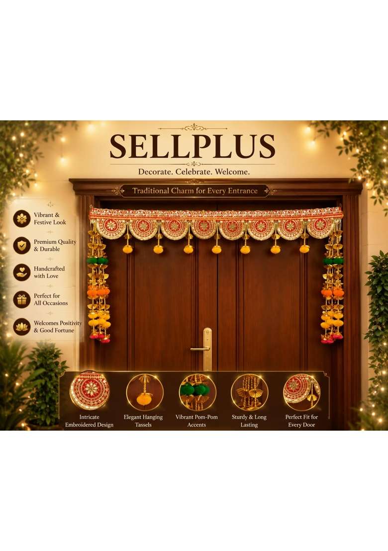 Sellplus Handmade Bandhanwar Decorations Handmade Door Hanging Bandhanwar Toran with Beads Pack of 1 - Indya