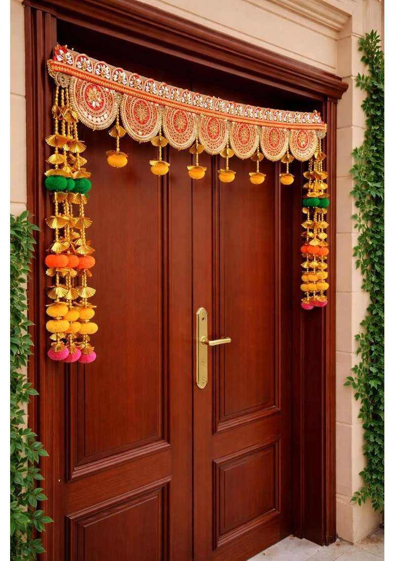Sellplus Handmade Bandhanwar Decorations Handmade Door Hanging Bandhanwar Toran with Beads Pack of 1 - Indya