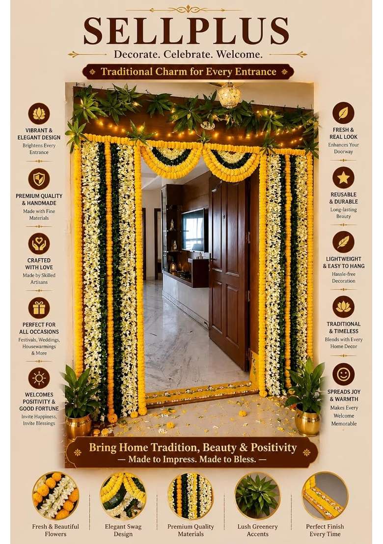 Sellplus Handmade Bandhawar for Entrance Door Bandhanwar for Home Decoration - Indya