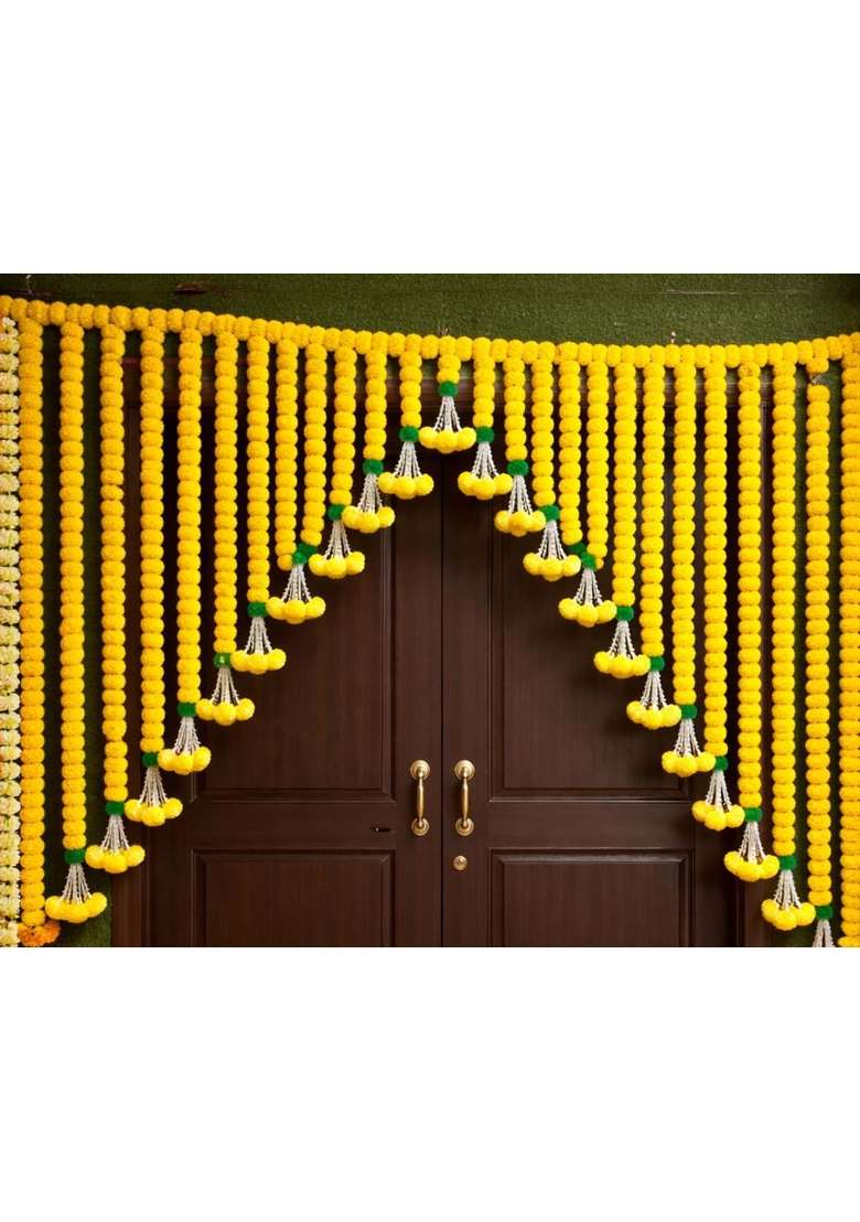 Sellplus Yellow Genda Door Hanging Decorative Toran Bandhanwar for Home Decoration for Main Door Wedding - Indya