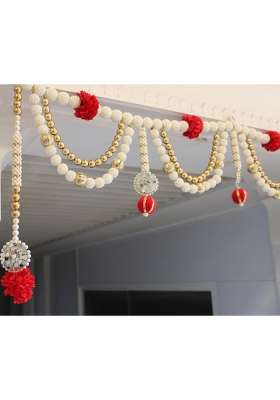 Beyond Gifts Red Luxury Beaded Toran 39 Inch Bandhanwar for Main Door Indian Festive Gifts and Home Decor