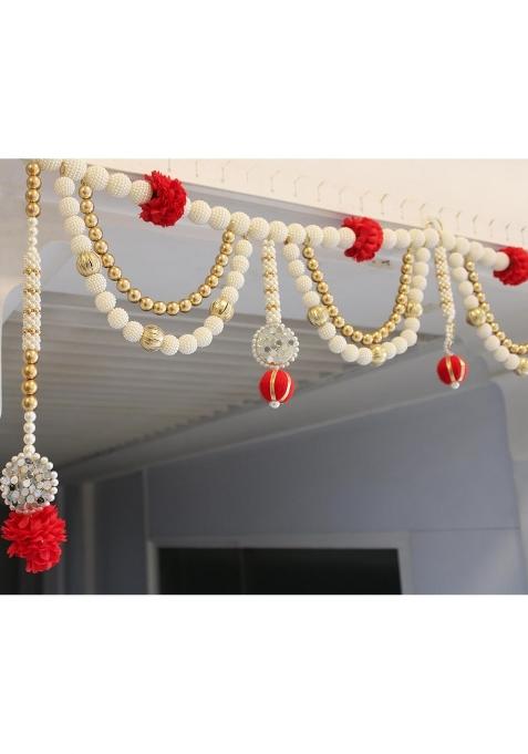 Beyond Gifts Red Luxury Beaded Toran 39 Inch Bandhanwar for Main Door Indian Festive Gifts and Home Decor
