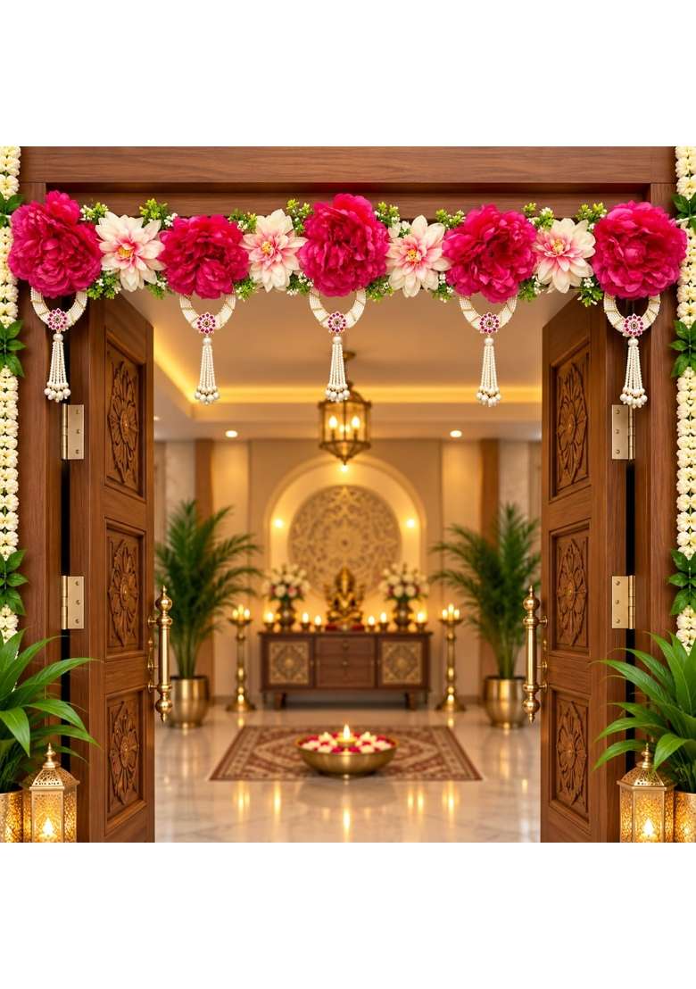 Craft Shop India Big Flower Toran for Main Door and Mandir - Indya