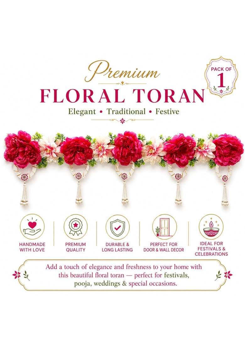 Craft Shop India Big Flower Toran for Main Door and Mandir - Indya