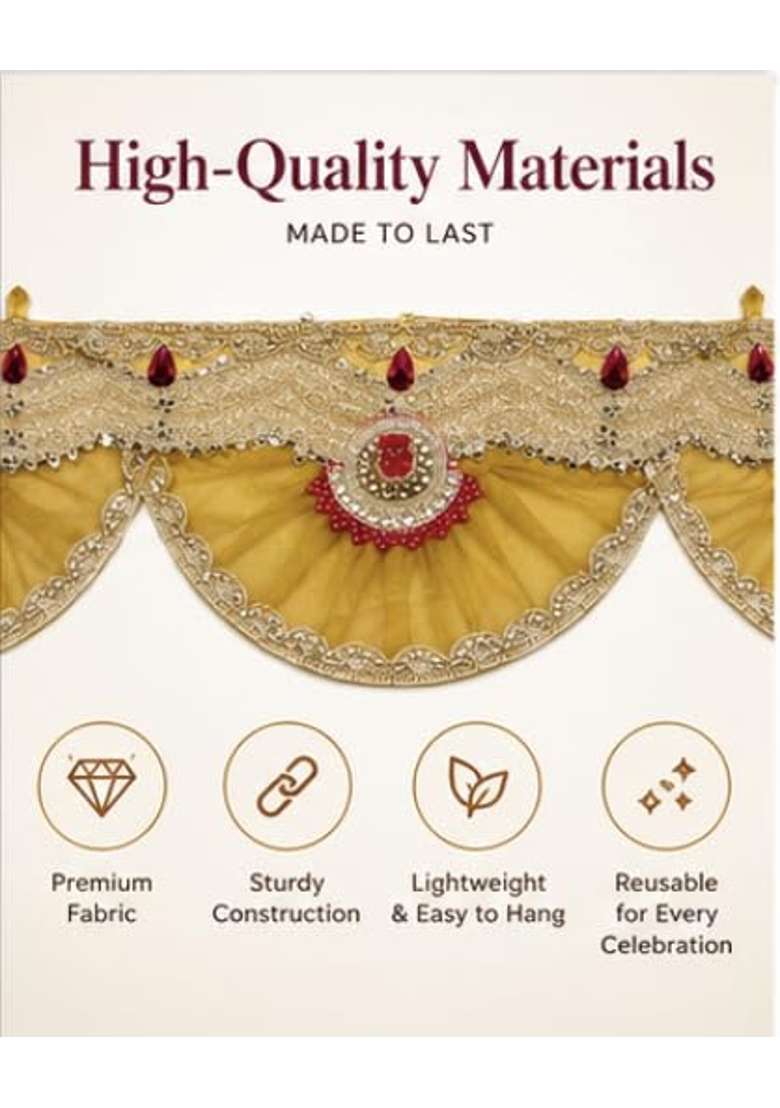 Diwali Toran Bandhanwar Door Hanging Decoration Yellow Gold - Indya