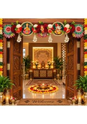 Craft Shop India Shubh Labh Lakshmi Ganesh Toran for Main Door and Mandir