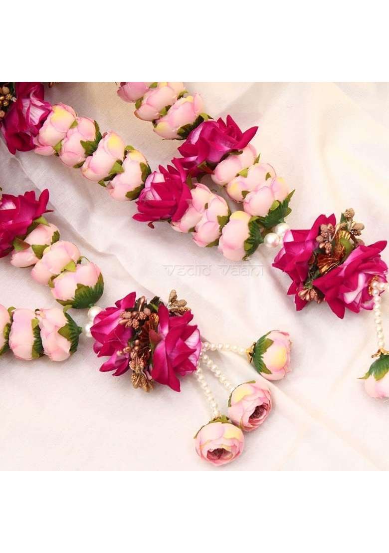 Vedic Vaani Multicolour Shubh Vivah Artificial Flowers Jaimala Vadhu VAR Mala Garland for Groom and Bride - Indya