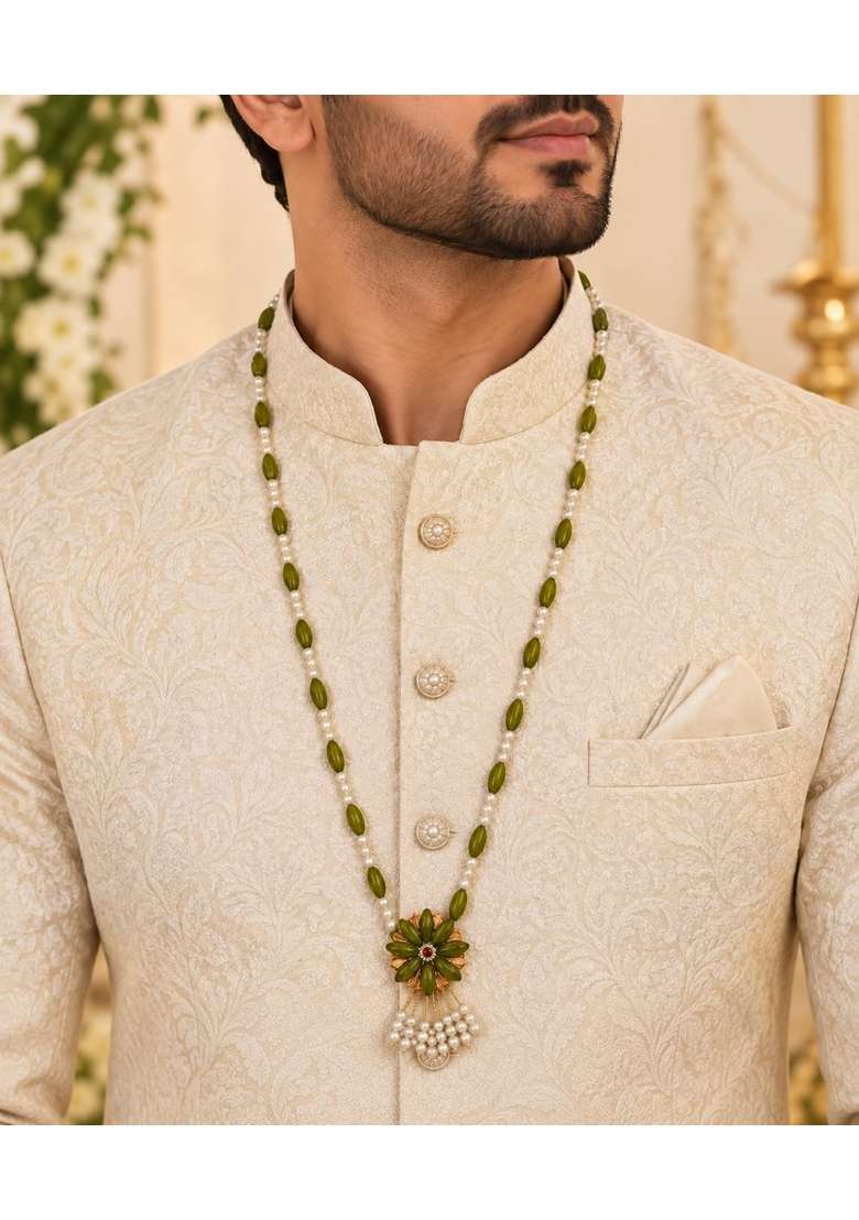 Artificial Wedding Elaichi Mala Garland Green White Pack of 30 - Indya