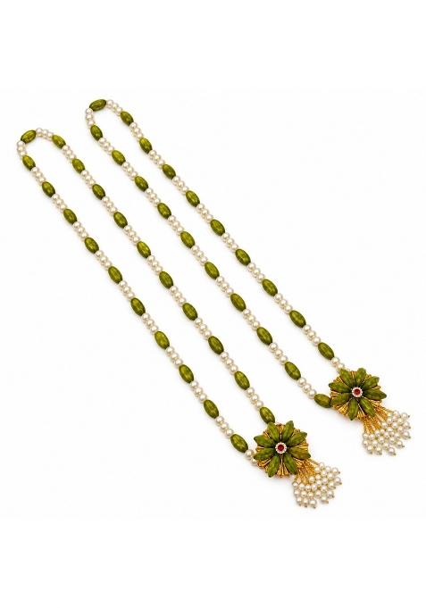 Artificial Wedding Elaichi Mala Garland Green White Pack of 30