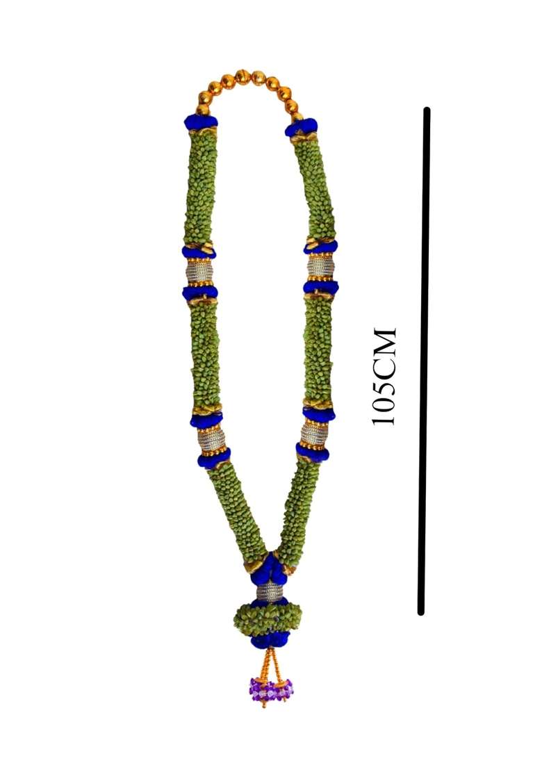 Trdational Wedding and Reception Cardmom Garland 3Ft Elachi Mala Elakkai Malai Blue and Golden Colour Bridal - Indya