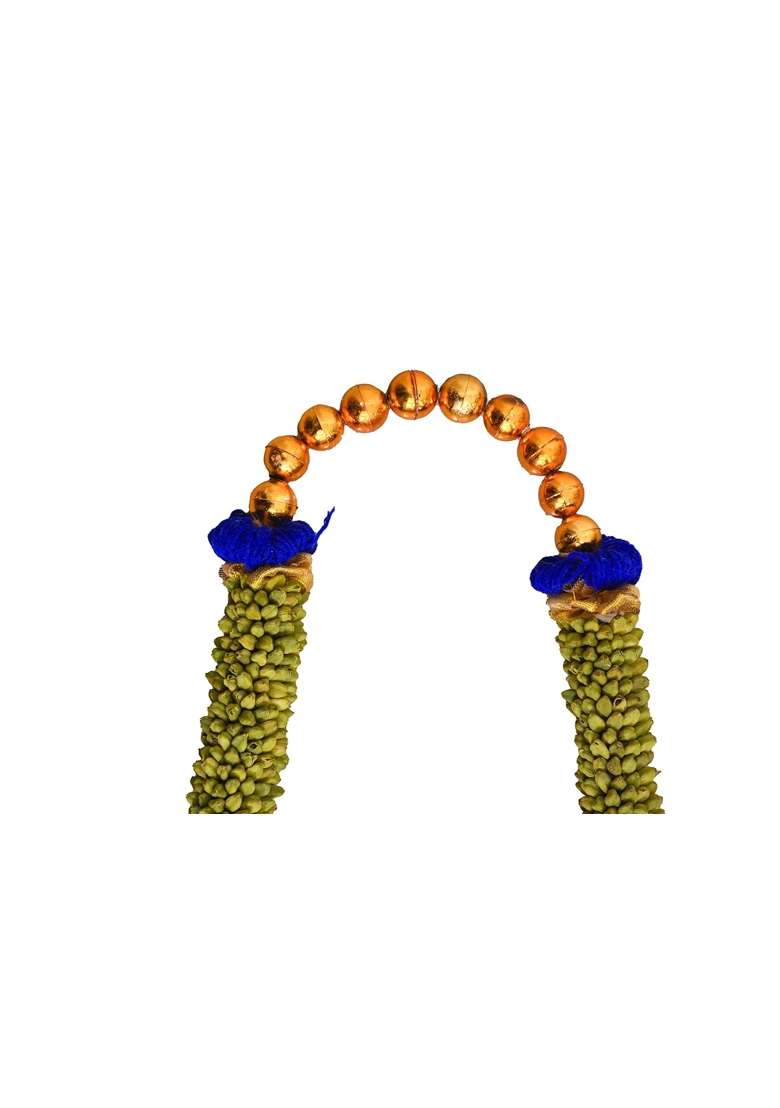 Trdational Wedding and Reception Cardmom Garland 3Ft Elachi Mala Elakkai Malai Blue and Golden Colour Bridal - Indya
