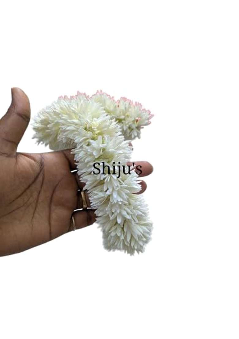 Ivory Shijus Flowers Artificial Handmade Mullai Poo Sanna Malli Garland Foam Jasmine Flowers - Indya