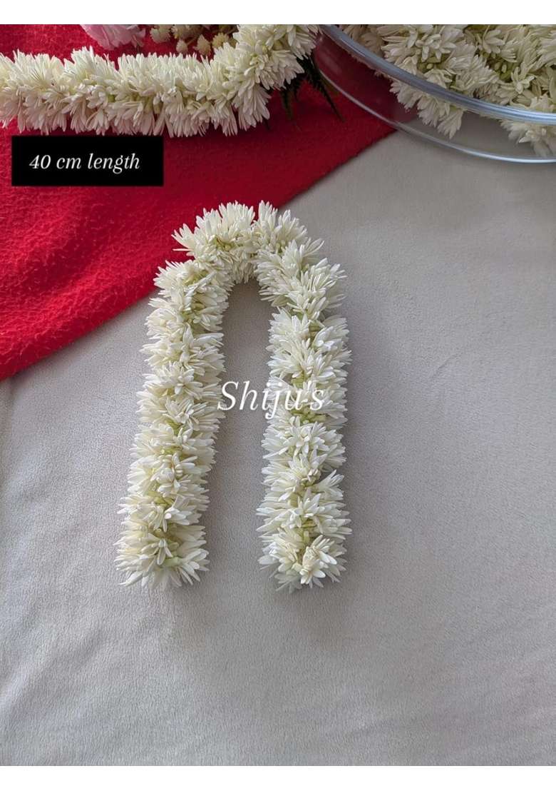 Ivory Shijus Flowers Artificial Handmade Mullai Poo Sanna Malli Garland Foam Jasmine Flowers - Indya