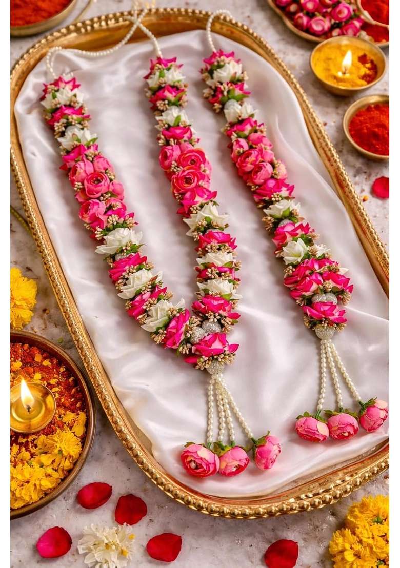 Nutts Handmade Luxury Artificial Phool Mala Set for Varmala Ceremony - Indya