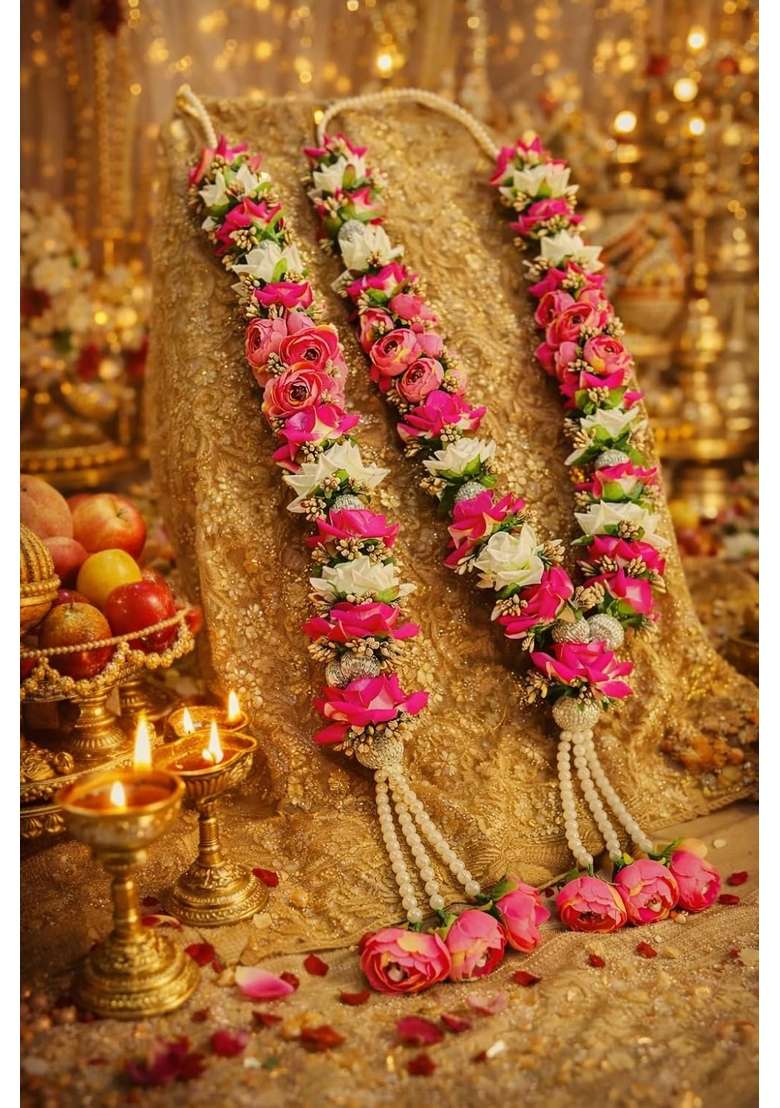Nutts Handmade Luxury Artificial Phool Mala Set for Varmala Ceremony - Indya