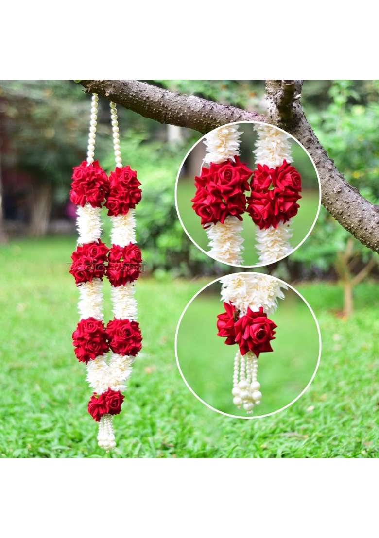 Vedic Vaani Indian Wedding Floral Garland Jai Mala Haar a Pair of Artificial Wedding Garland for Bride - Indya