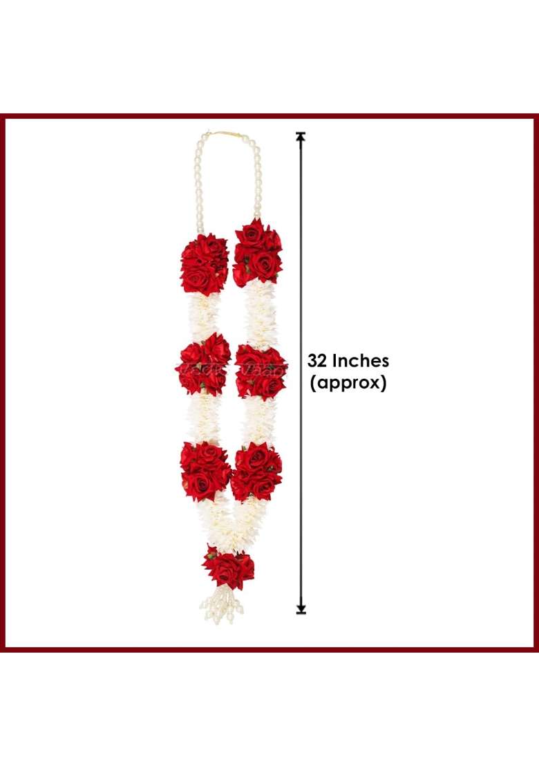 Vedic Vaani Indian Wedding Floral Garland Jai Mala Haar a Pair of Artificial Wedding Garland for Bride - Indya