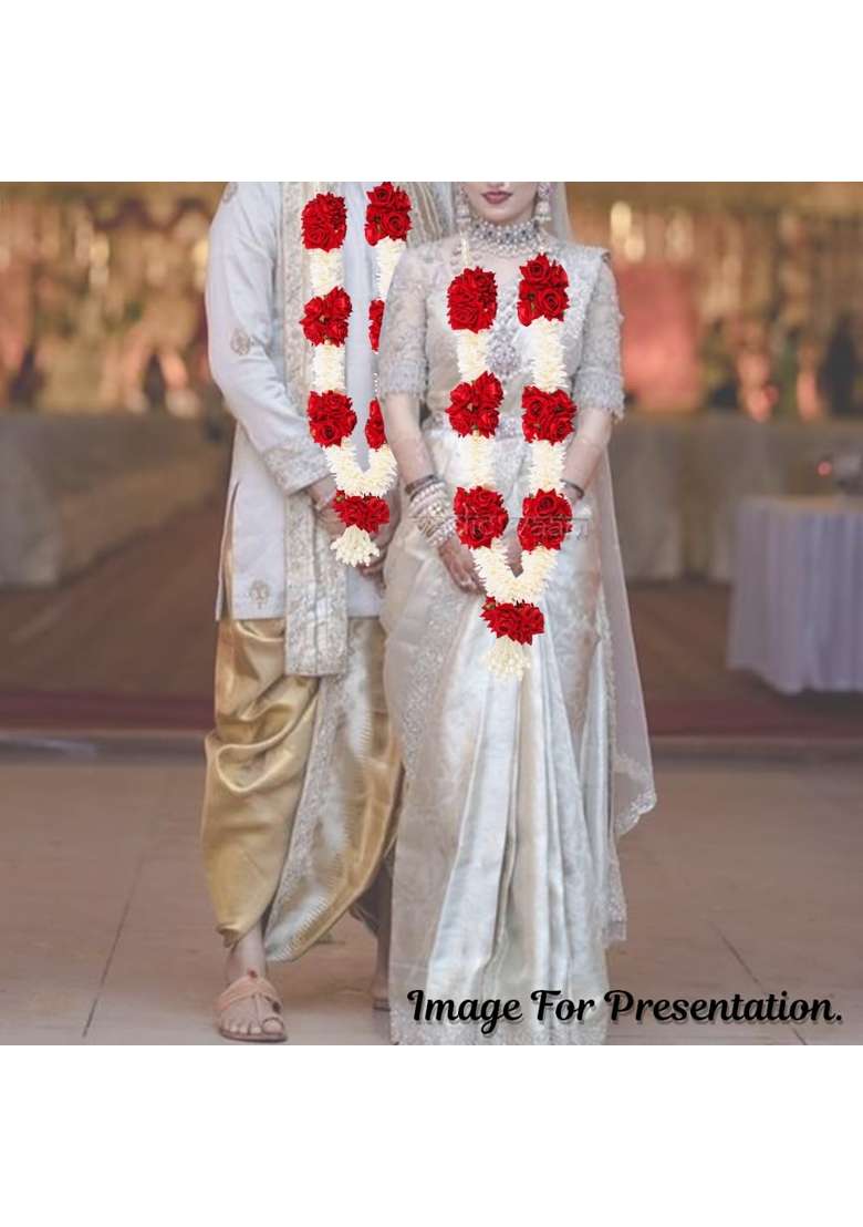 Vedic Vaani Indian Wedding Floral Garland Jai Mala Haar a Pair of Artificial Wedding Garland for Bride - Indya