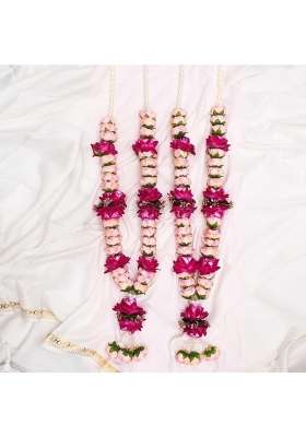 Artificial Rose Petal Varmala Garlands Pink and Magenta Flowers Traditional Indian Wedding Decoration