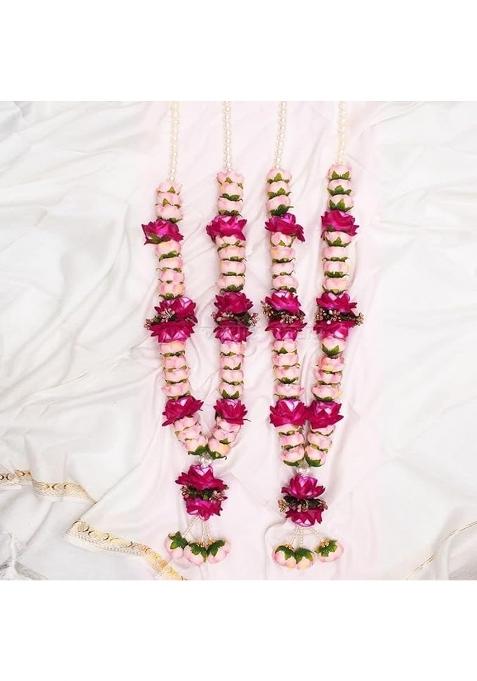 Artificial Rose Petal Varmala Garlands Pink and Magenta Flowers Traditional Indian Wedding Decoration