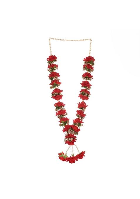 Red M K Creation Artificial Wedding Garland for Bride and Groom Varmala Multipurpose Use Size 60 CM Pack of 2