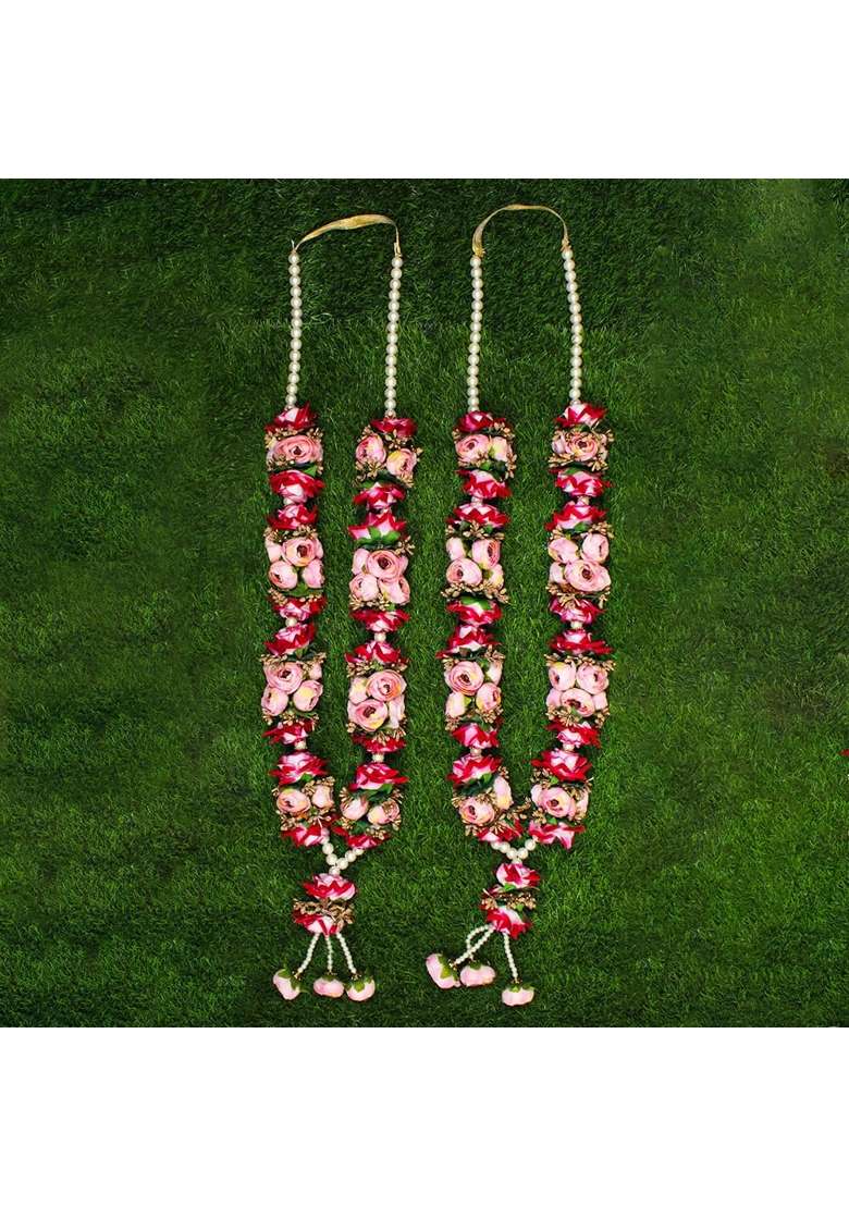 Vedic Vaani Wedding Ceremony Dulha Dulhan Jaimala Var Vadhu Mala Garland for Groom and Bride Set of 2 - Indya