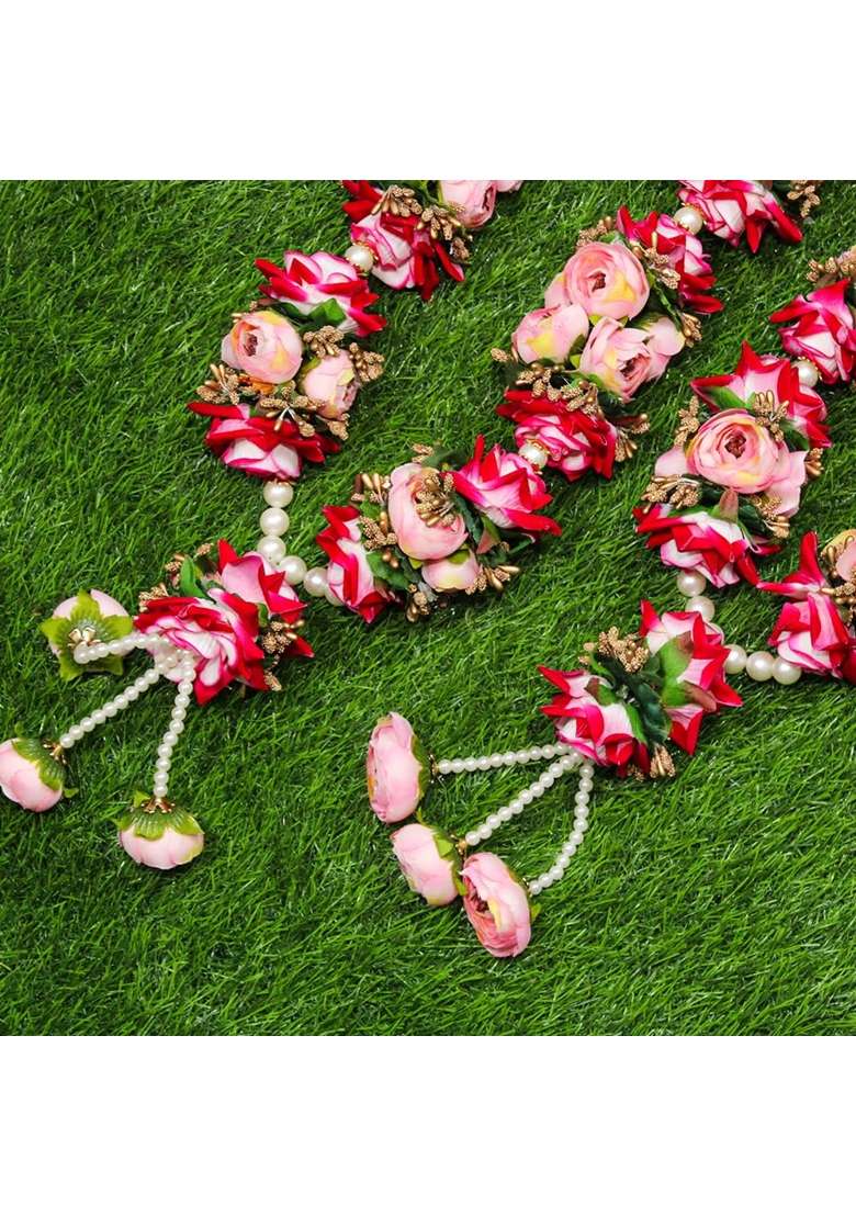 Vedic Vaani Wedding Ceremony Dulha Dulhan Jaimala Var Vadhu Mala Garland for Groom and Bride Set of 2 - Indya