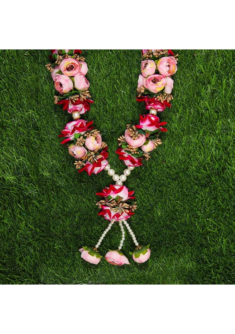 Vedic Vaani Wedding Ceremony Dulha Dulhan Jaimala Var Vadhu Mala Garland for Groom and Bride Set of 2 - Indya