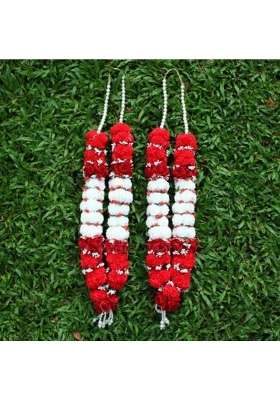 Vedic Vaani Multicolour Bride and Groom Varmala Flower Garland Artificial Flowers Jaimala Vadhu VAR Set of 2