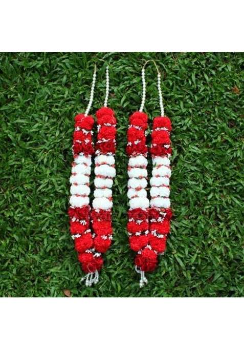 Vedic Vaani Multicolour Bride and Groom Varmala Flower Garland Artificial Flowers Jaimala Vadhu VAR Set of 2