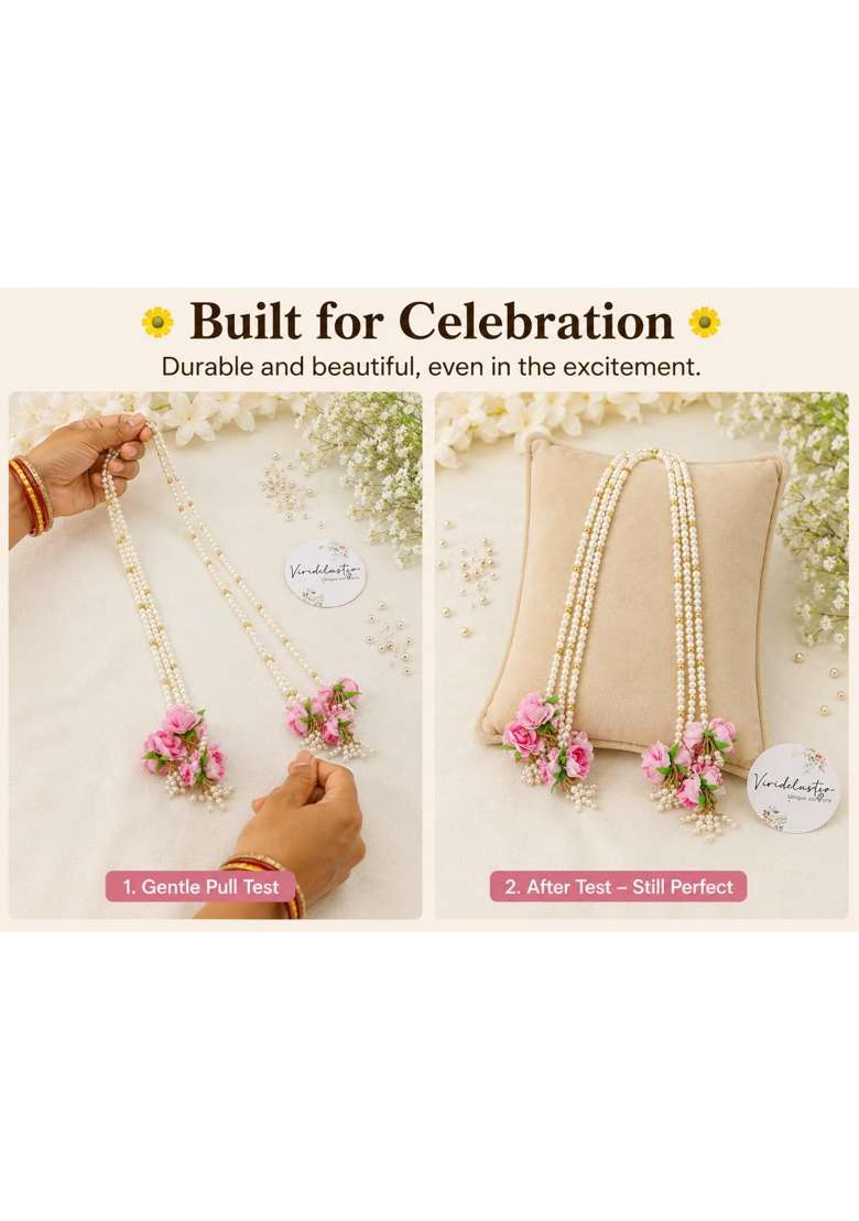 Pink Milni Ceremony Mala Swagat Haar Garland Set Punjabi Wedding Varmala Welcome Dupatta Entry Garlands - Indya