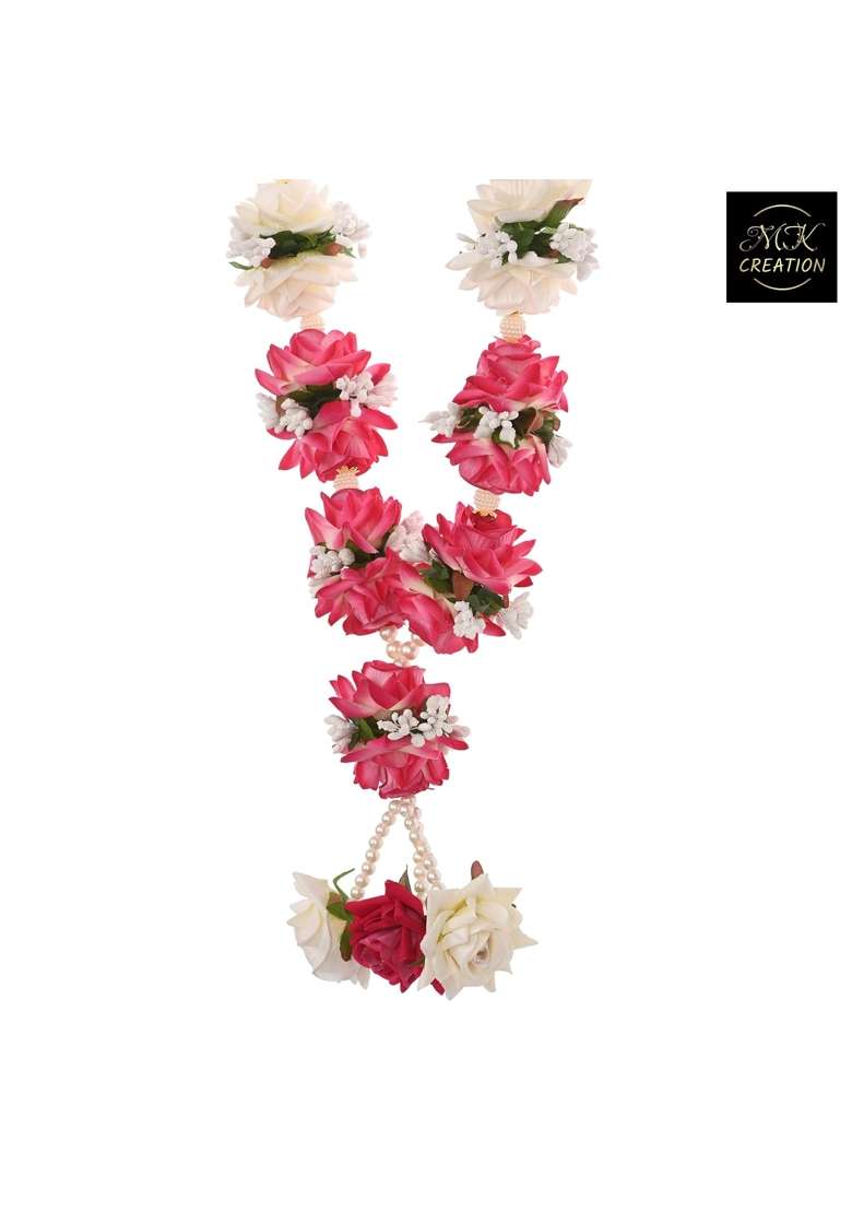 M K Creation Faux Floral Garland Shubh Vivah Artificial Multicolour Flowers Jaimala Wedding Varmala Pack of 2 - Indya