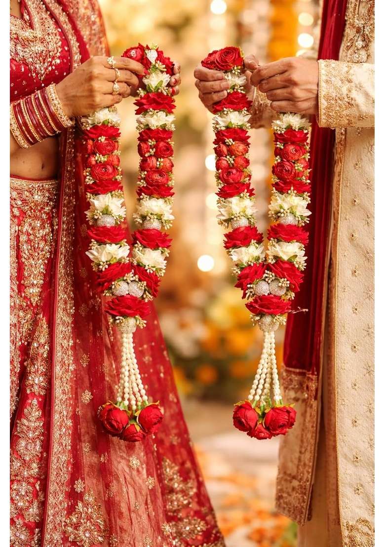 Nutts Handmade Luxury Artificial Phool Mala Set for Varmala Ceremony - Indya