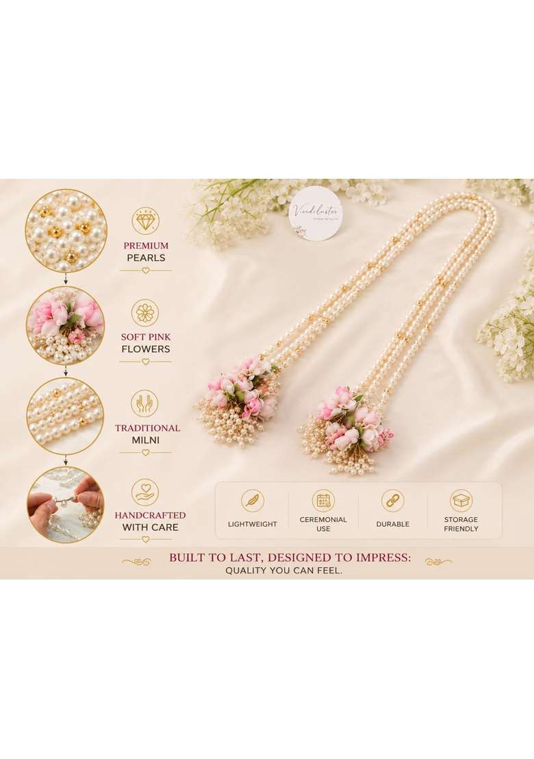Pink Milni Ceremony Mala Swagat Haar Garland Set Punjabi Wedding Varmala Welcome Dupatta Entry Garlands - Indya