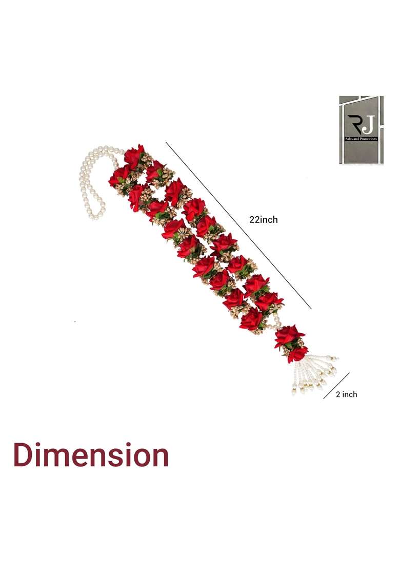 RJ Sales and Promotions Artificial Flowers Photo Bride Groom Garland 30 Point 77Inch Red Rose 2 Piece Jaimala - Indya