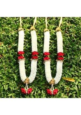 Vedic Vaani Artificial Red Roses Garland Fabric Red Roses Phool Varmala Mala for Photo Frame