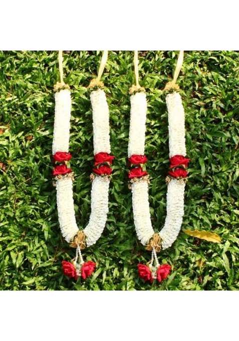 Vedic Vaani Artificial Red Roses Garland Fabric Red Roses Phool Varmala Mala for Photo Frame