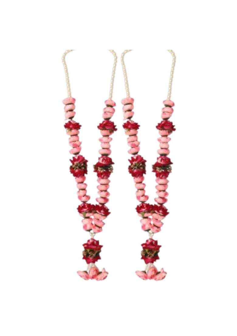 Vedic Vaani Wedding Ceremoney Varmala Jaimala for Bride and Groom Rose Pink Set of 2 - Indya