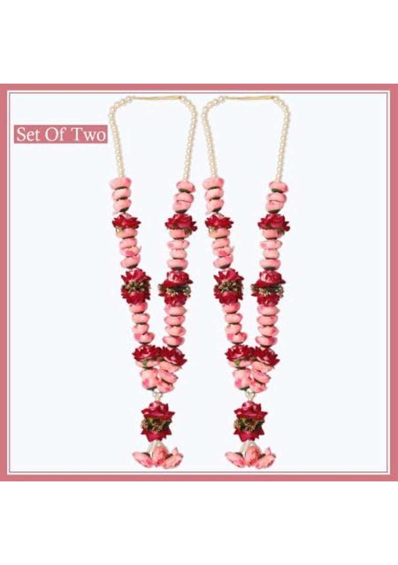 Vedic Vaani Wedding Ceremoney Varmala Jaimala for Bride and Groom Rose Pink Set of 2 - Indya