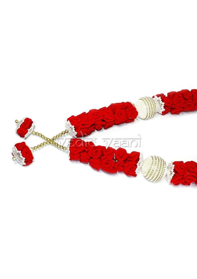 Vedic Vaani Artificial Red Rose Flowers Designer Garland Varmala Set of 1 - Indya