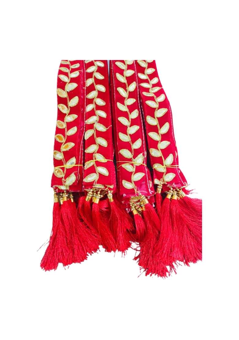 Red the Cool Grandmom Art Silk Baarat Swagat Mala 30 1Inch Wedding Garland Welcome Patta for Guests Set of 50 - Indya