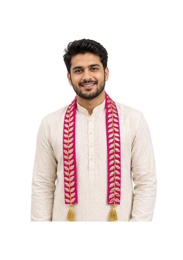 The Cool Grandmom Art Silk Baarat Swagat Mala 30 1Inch Wedding Garland Welcome Patta for Guests Set of 50 - Indya