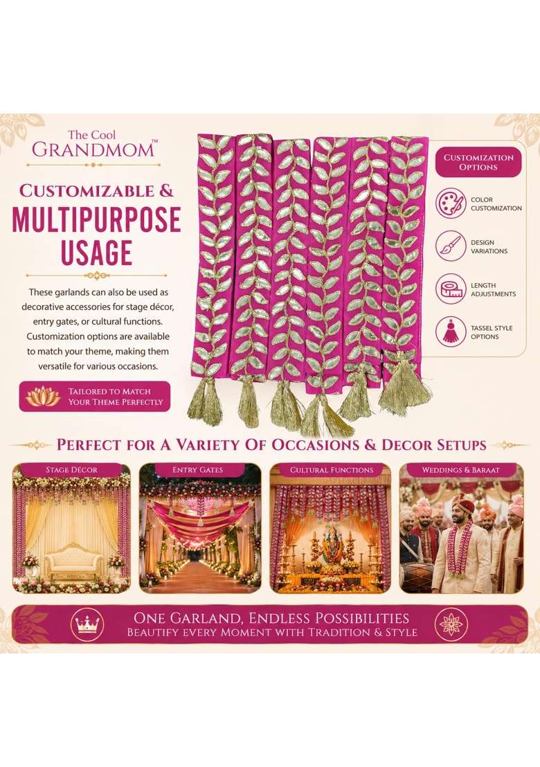The Cool Grandmom Art Silk Baarat Swagat Mala 30 1Inch Wedding Garland Welcome Patta for Guests Set of 50 - Indya
