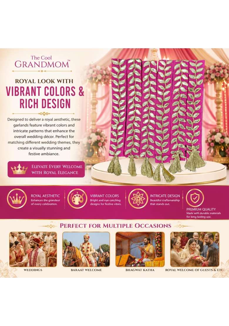 The Cool Grandmom Art Silk Baarat Swagat Mala 30 1Inch Wedding Garland Welcome Patta for Guests Set of 50 - Indya