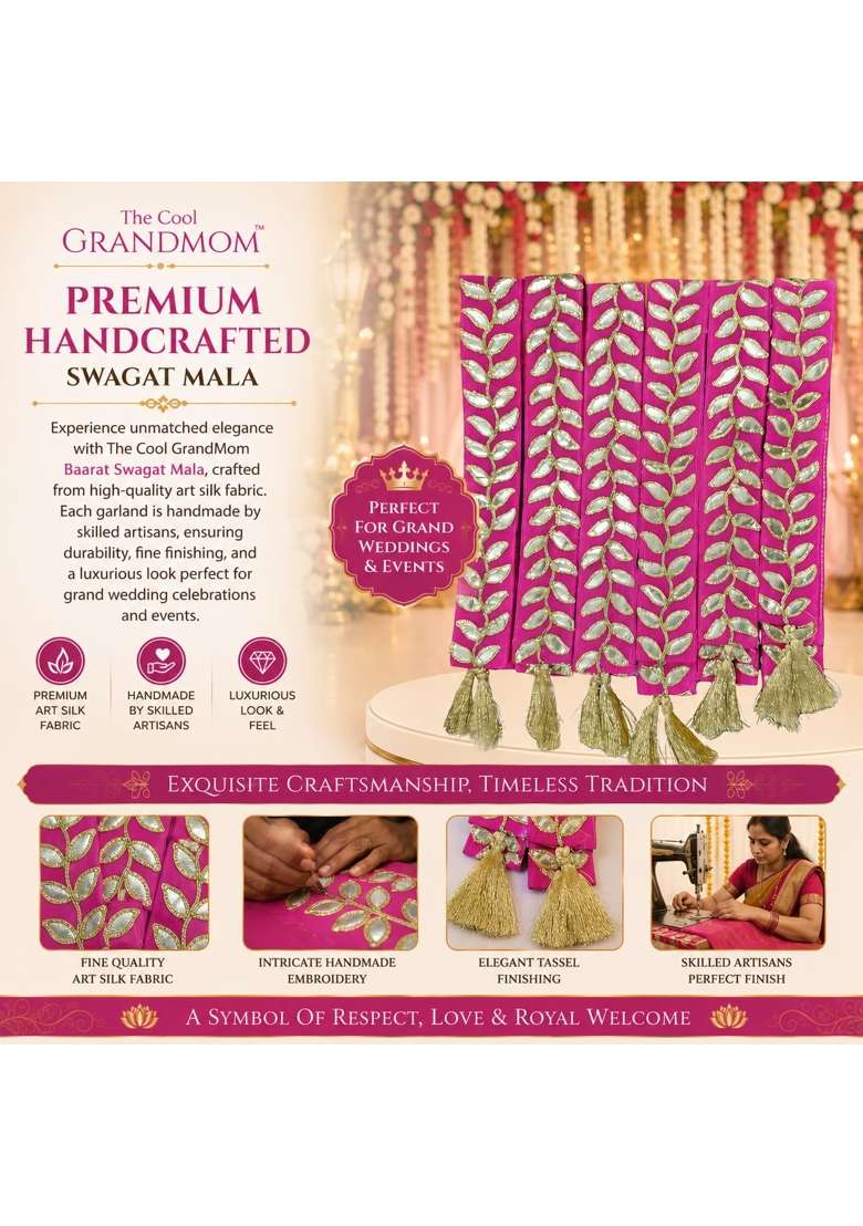 The Cool Grandmom Art Silk Baarat Swagat Mala 30 1Inch Wedding Garland Welcome Patta for Guests Set of 50 - Indya
