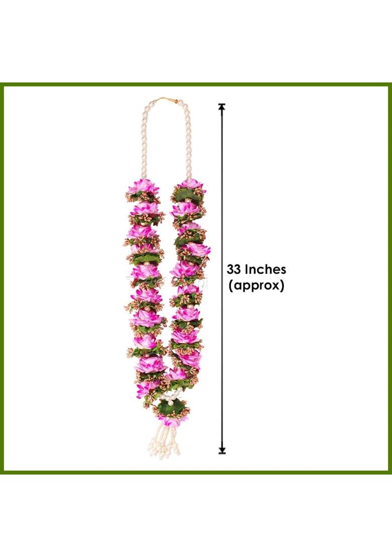 Vedic Vaani Wedding Red Rose Shubh Vivah Dulha Dulhan Garland Mala for Groom and Bride 2 Piece - Indya
