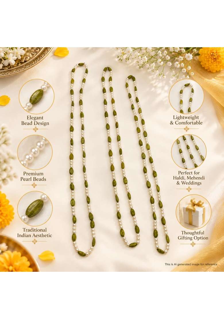 Green Elaichi Milni Mala Varmala for Groom and Bride Indian Wedding Garland Jaimala Ceremony Flower Garland - Indya