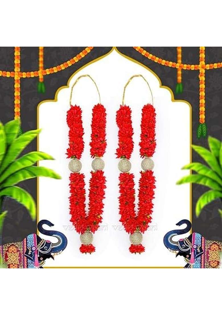 Vedic Vaani Multicolour a Pair of Artificial Wedding Subh Mangal Vadhu VAR Jaimala Garlands Set of 2 - Indya