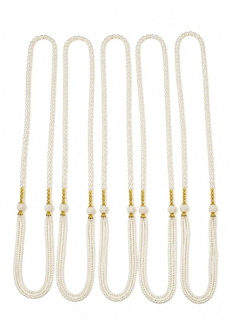 White Milni Mala for Baraatis Wedding Welcome Garland - Indya